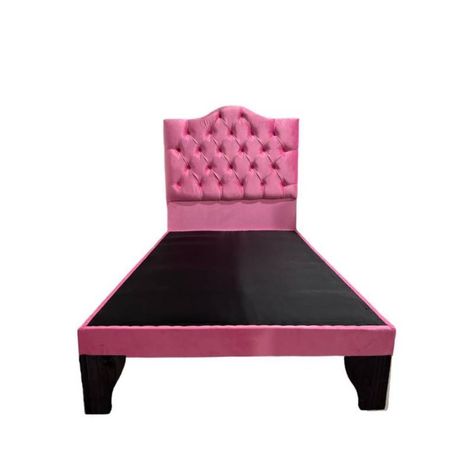 Cama 1,5 Plazas Ovalado, Incluye Base + Respaldo Rosado Flobal-0