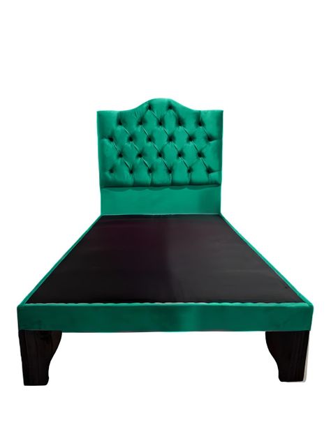 Cama 1,5 Plazas Ovalado, Incluye Base y Respaldo Verde Esmeralda Flobal-0