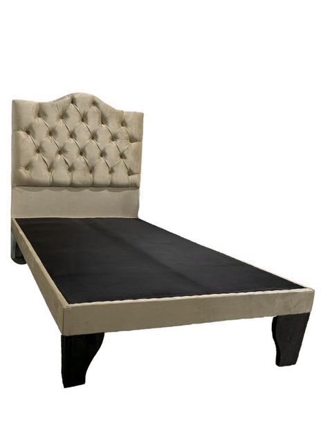 Cama 1,5 Plazas Ovalado, Incluye Base y Respaldo Beige Flobal-1