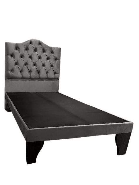 Cama 1,5 Plazas Ovalado, Incluye Base y Respaldo Gris Flobal-1