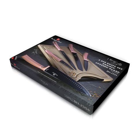 Set de cuchillos 6 pcs + tabla de bambú -2