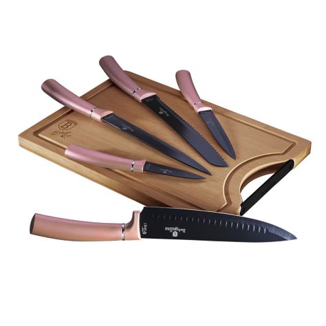 Set de cuchillos 6 pcs + tabla de bambú -0