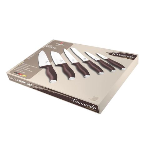 SET DE CUCHILLOS 6 PZS EDICIÓN BURDEOS ACERO INOXIDABLE-2