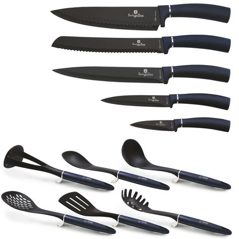 Set de utensilios + cuchillos 12 pzs, color azul, Nylon-3