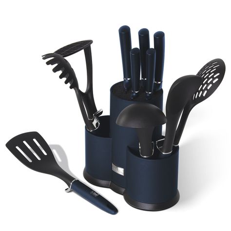Set de utensilios + cuchillos 12 pzs, color azul, Nylon-4