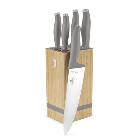SET DE CUCHILLOS 6 PZS CON SOPORTE TAUPE COLLECTION ACERO INOXIDABLE-2