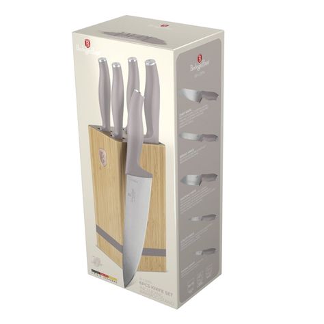 SET DE CUCHILLOS 6 PZS CON SOPORTE TAUPE COLLECTION ACERO INOXIDABLE-3