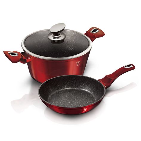 SET DE SARTEN + OLLA 3 PZS METALLIC LINE BURGUBDY EDITION ANTIADHERENTE-1