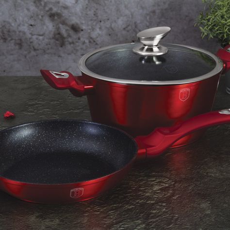 SET DE SARTEN + OLLA 3 PZS METALLIC LINE BURGUBDY EDITION ANTIADHERENTE-3