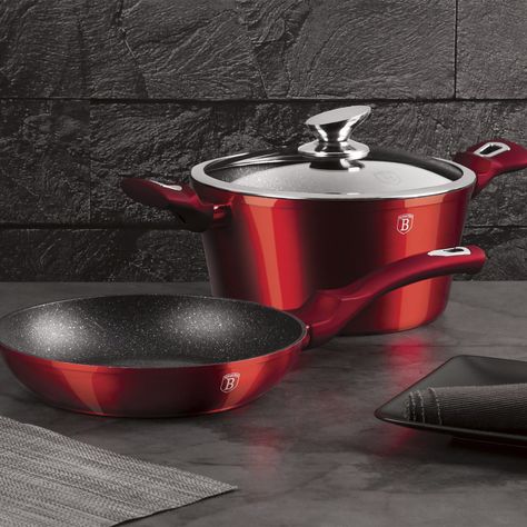 SET DE SARTEN + OLLA 3 PZS METALLIC LINE BURGUBDY EDITION ANTIADHERENTE-4