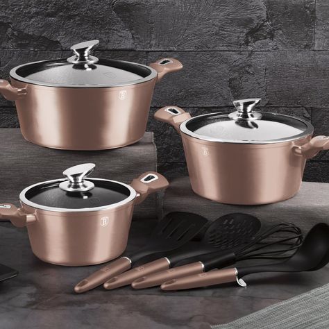 Batería de cocina 10 pzs, Berlinger Haus, color rosa.-2