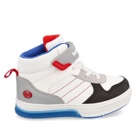 Zapatilla Niño Bubblegummers Luces Neon Blanco-Gris-4
