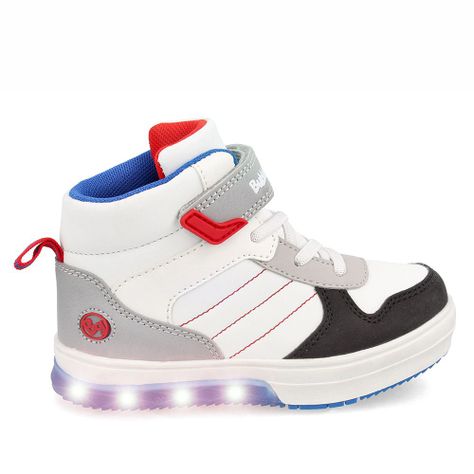 Zapatilla Niño Bubblegummers Luces Neon Blanco-Gris-7