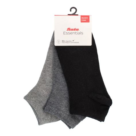Calcetines Hombre Bata Tripack Lin Basic Gris-0