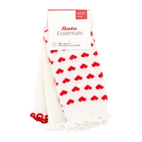 Calcetines Mujer Bata Tripack Vuelos Crew Blanco-1