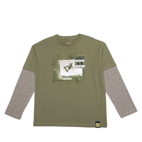 Polera Manga Larga Niño Bubblegummers Lucas Verde Aceite-0
