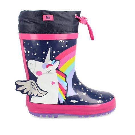 BOTA DE AGUA NIÑA BUBBLEGUMMERS UNICORN AZUL -FUCSIA 30-33-4