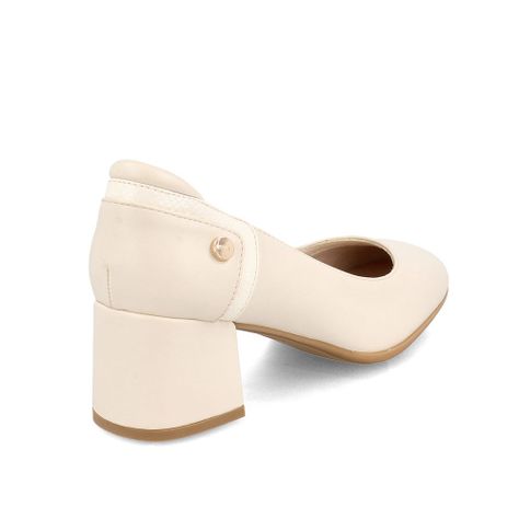 Zapato Taco Mujer Bata Comfit Floral Blanco-3