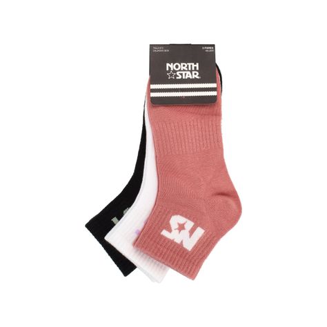 Calcetines Mujer North Star Tripack Women Quarter Crew Black-White-Rose-0