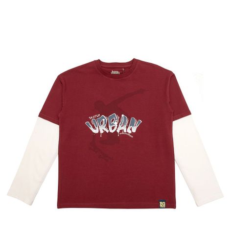 Polera Manga Larga Niño Bubblegummers Lucas Borgoña-0