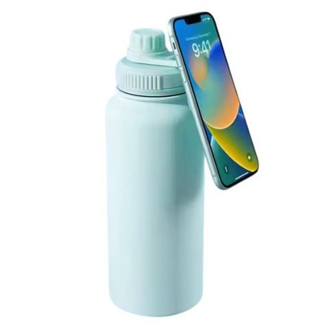 Botella Verde de Agua de Acero Inoxidable de 650ML con Soporte Magnético para Teléfono T-1001-4