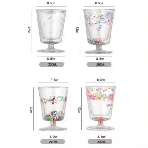 Vaso de Vidrio de Doble Pared con Aislamiento y Purpurina T-00044-1