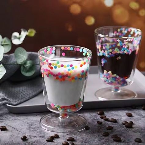 Vaso de Vidrio de Doble Pared con Aislamiento y Purpurina T-00044-4