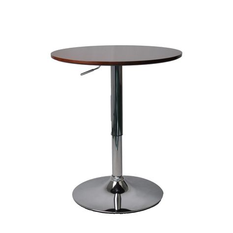 Mesa de Bar circular color Nogal altura Regulable-0