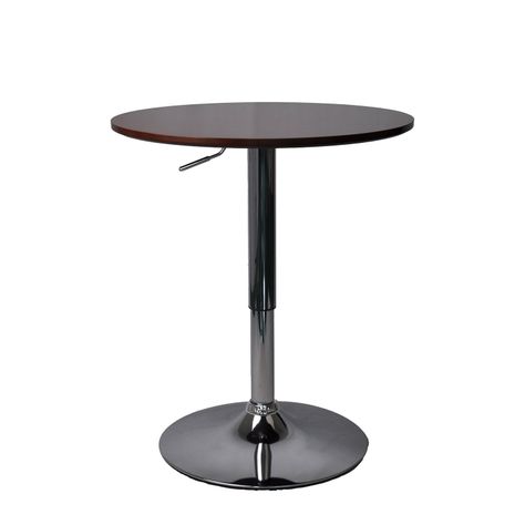 Mesa de Bar circular color Nogal altura Regulable-1