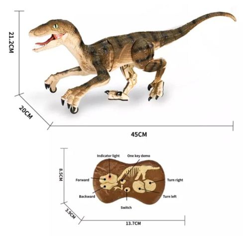 DINOSAURIO CONTROL REMOTO 2,4 GHZ. VELOCIRAPTOR RECARGABLE-3