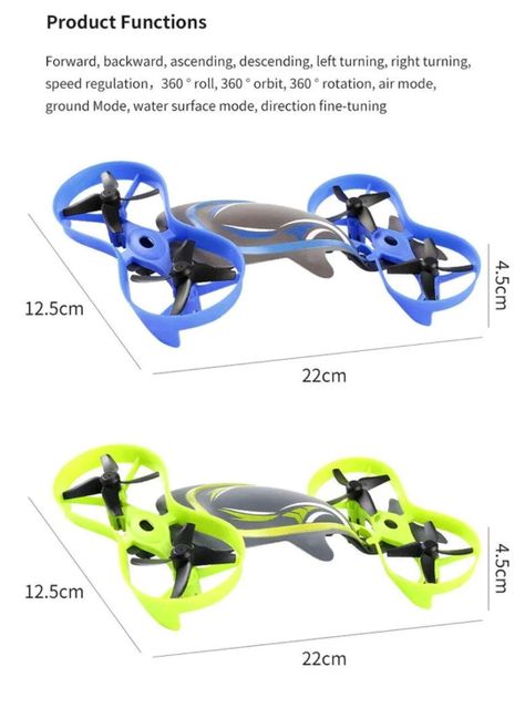 Auto Control Remoto, Drone, Funciona En Tierra, Aire Y Agua 3 En 1-1