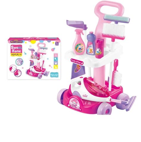 SET DE ASEO JUGUETE DE LIMPIEZA ESCOBA ASPIRADORA DE MANO-4