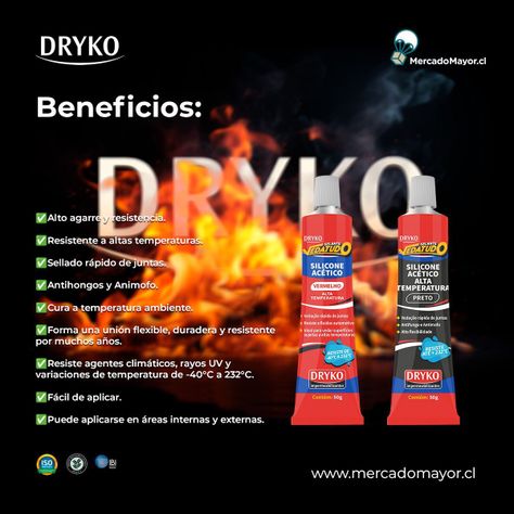 Silicona Acético para altas temperaturas Dryko Vedatudo 50gr. Rojo-2