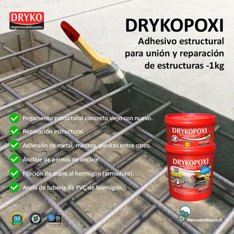Drykopoxi TX Adhesivo estructural para unión y reparación de estructuras -1kg.-1