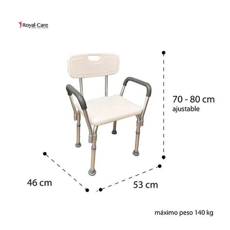 Silla de ducha para baño con apoya brazos acolchados - Royal Care-1