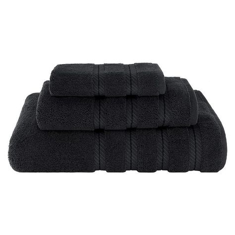 Set 3 Toallas de Baño 100% Algodón Negras-0