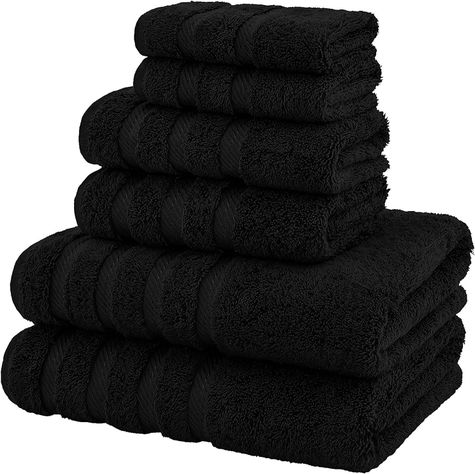 Set 6 Toallas de Baño 100% Algodón Negras-0