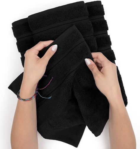 Set 6 Toallas de Baño 100% Algodón Negras-2