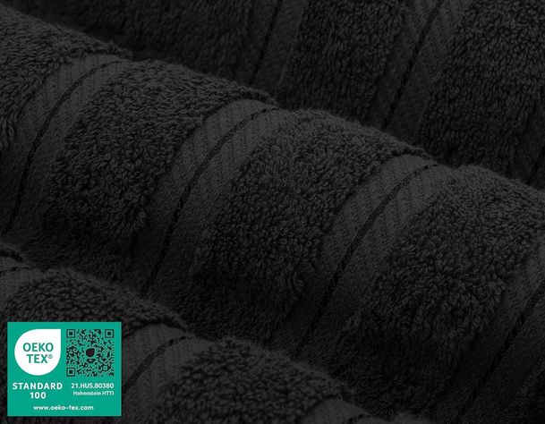 Set 6 Toallas de Baño 100% Algodón Negras-3