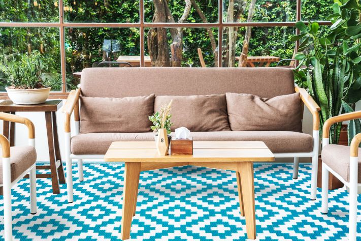 Alfombra de exterior de 1.5 x 2.4 m color turquesa-0