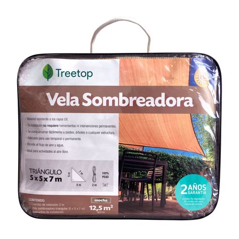 Vela Sombreadora Triangular de 5.0 x 5.0 x 7.0 Color Moka-0