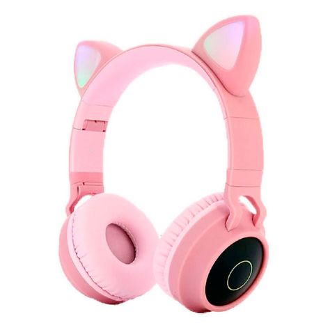 Audífonos Diadema Bluetooth Rosa Inalámbricos LED-0