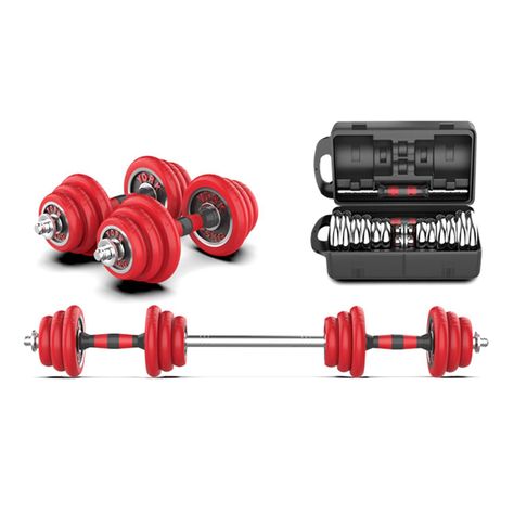 Set de Mancuernas Cromadas 20 kg + Barra extensión-1