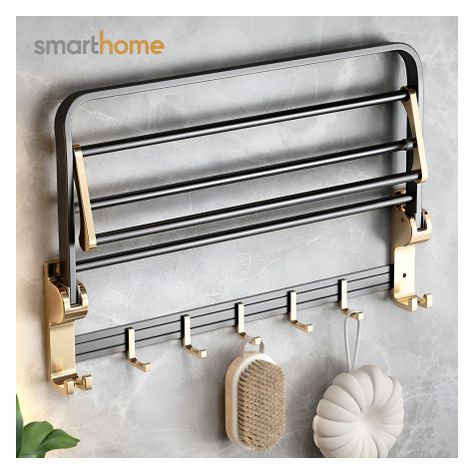 Toallero Plegable Acero Smarthome Dorado Negro-7