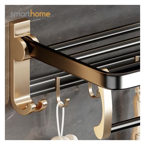 Toallero Plegable Acero Smarthome Dorado Negro-4
