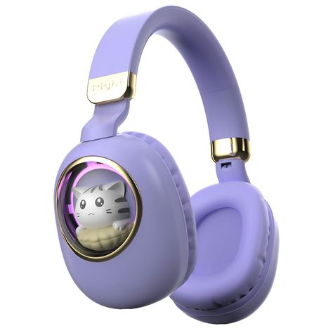 Audífono Bluetooth Diseño Kwai Cat Morado-0