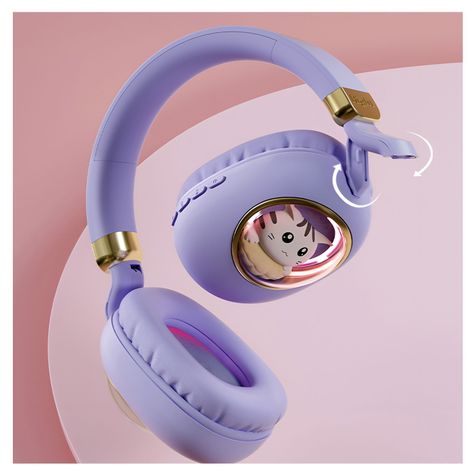 Audífono Bluetooth Diseño Kwai Cat Morado-1