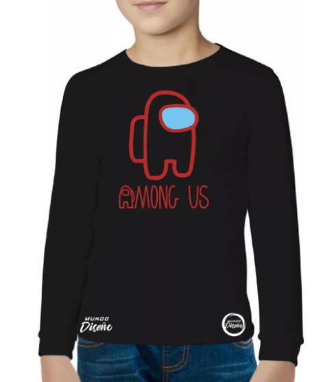 Polera Manga Larga De Niño Among Us Clásico-0