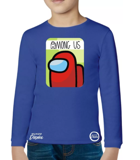 Polera Manga Larga De Niño Among Us Transfer-0