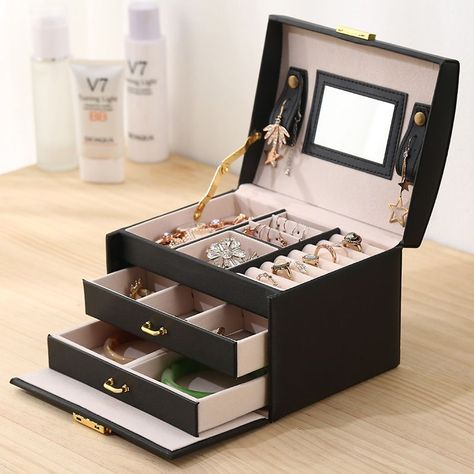 Joyero Caja De Joya Con Espejo Tipo Maleta Organizador Joyas-3